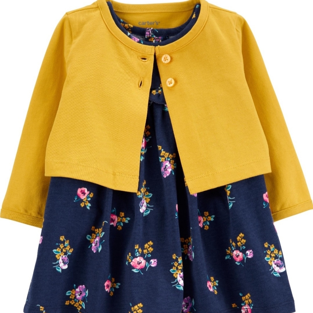 Dress Cardigan Navy Yellow Pink Purple Teal